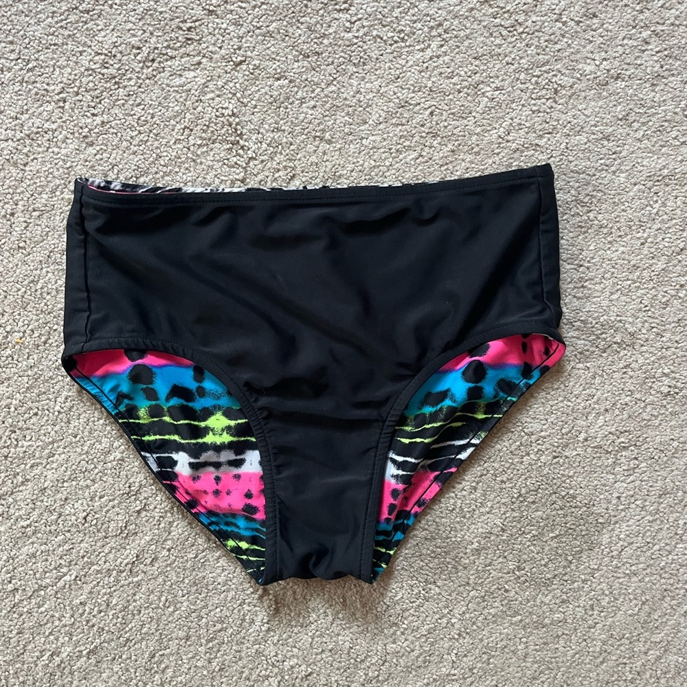 Black and colored reversible swim bottoms